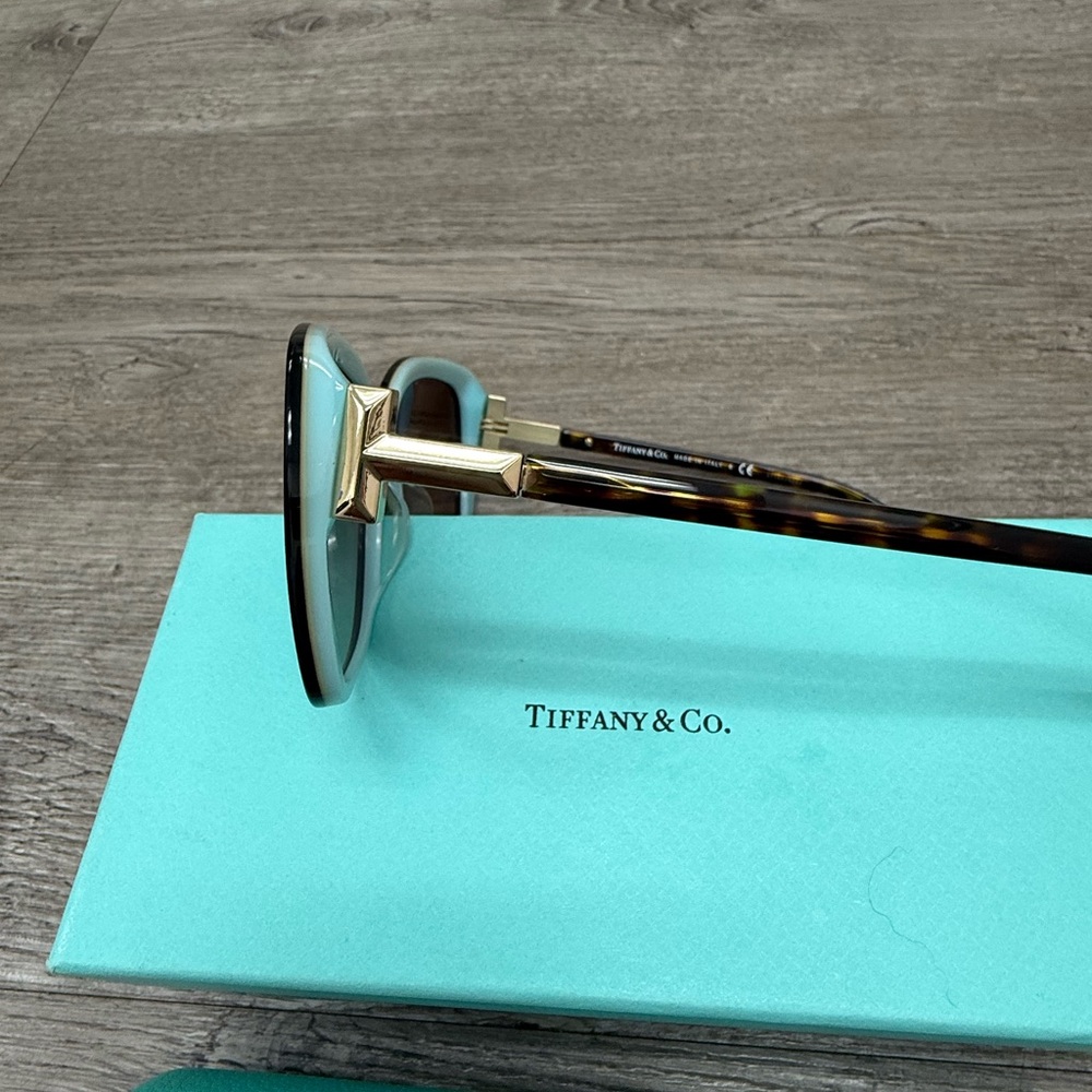 Authentic Tiffany & Co. Teal & Tortoise Sunglasses with Aqua Case - Picture 6 of 9